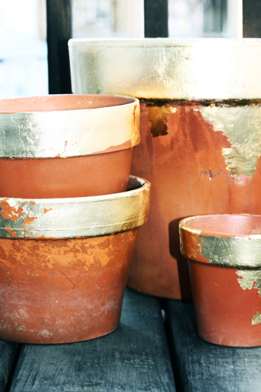 Gold Leaf Terracotta Pots