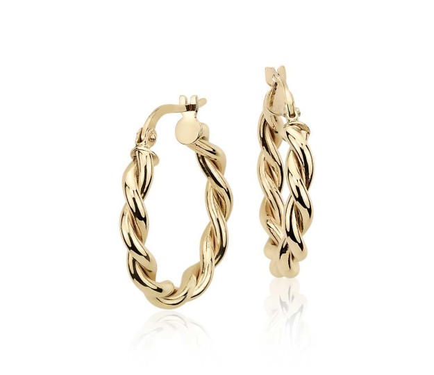 Twisted 14K gold hoops from Blue Nile
