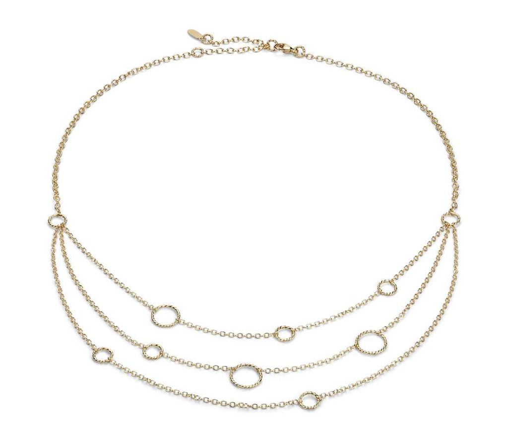 3 Strand Gold Chain With Circle Stations
