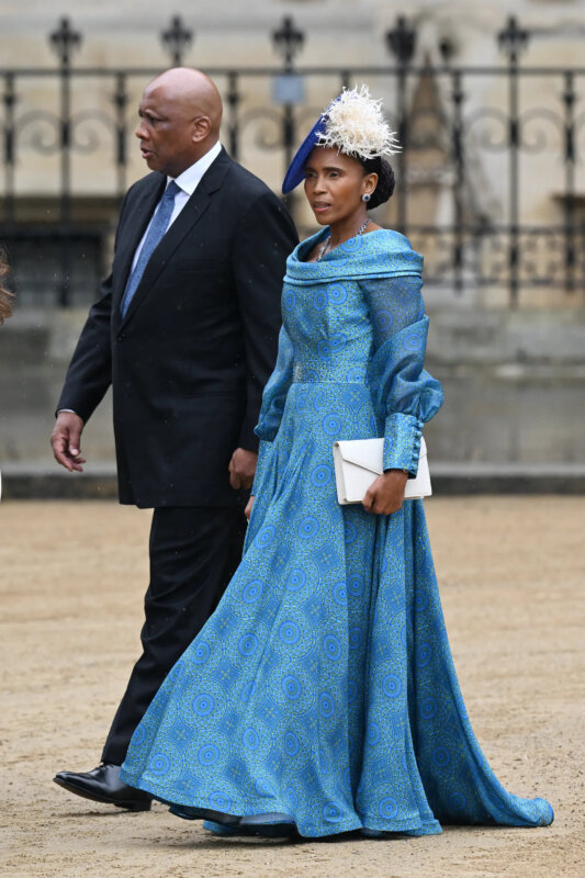 Queen of Lesotho in a blue dress