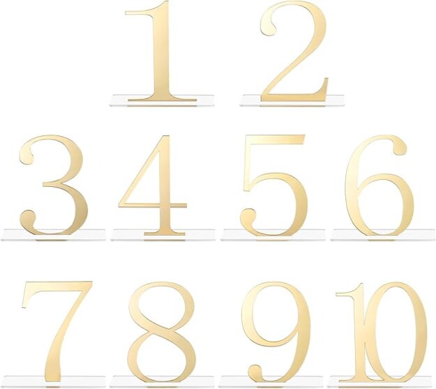 LARGE gold acrylic table numbers