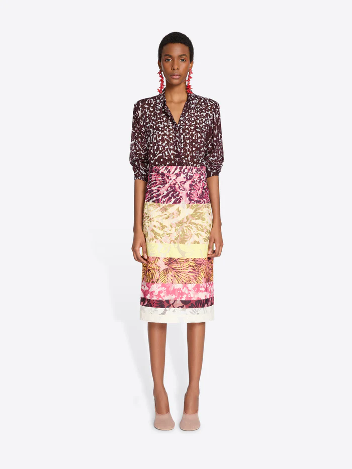 Dries Van Noten mixed print outfit