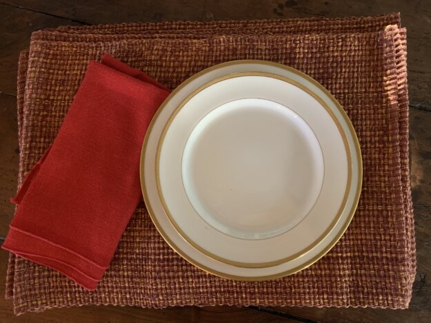Lenox china; woven cotton placemats