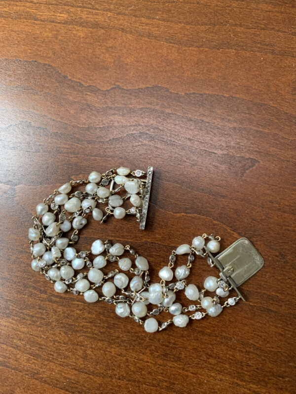 Vintage pearl and diamond bracelet